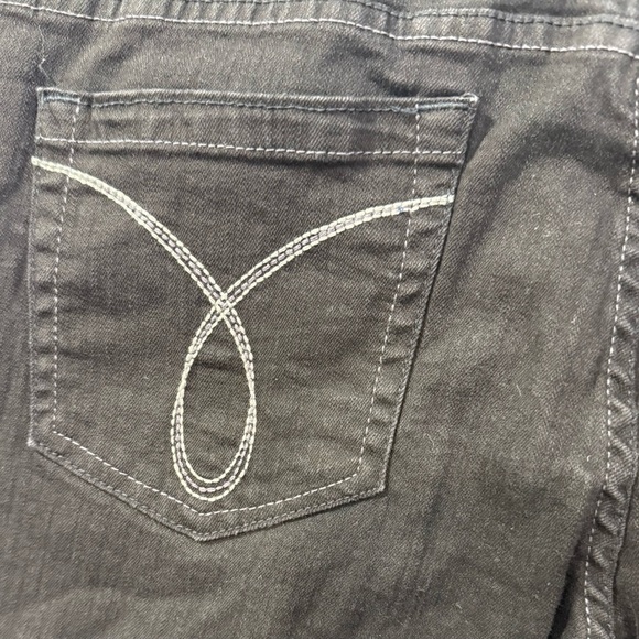 Calvin Klein Women Jeans Wide Leg Flared Stretch Dark Wash Black Size 33 or 16 - Picture 8 of 9